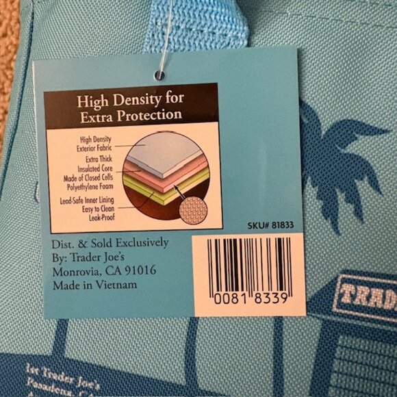 Trader Joe's Mini Insulated Tote Set of 2 Lunch Bags New Season Peach And Blue - Picture 6 of 9